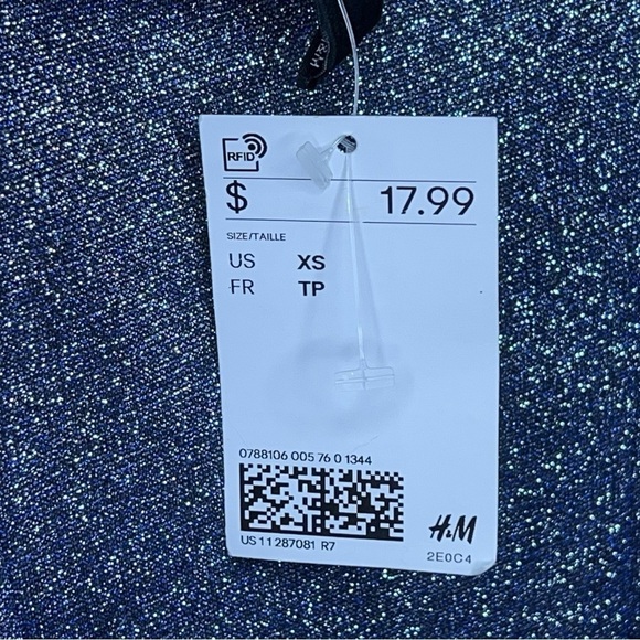 NEW XS H&M BLUE GLITTER DRESS EVENT PARTY COCKTAIL DATE NIGHT - Picture 8 of 10